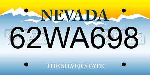 62WA698 Nevada License Plate