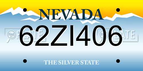 62ZI406 Nevada License Plate