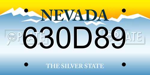 630D89 Nevada License Plate