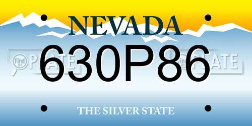 630P86 Nevada License Plate
