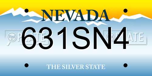 631SN4 Nevada License Plate