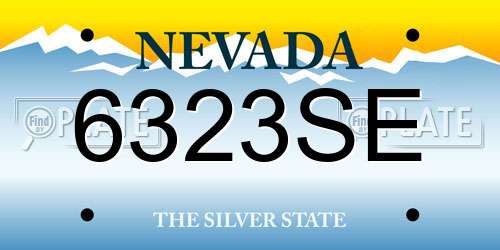 6323SE Nevada License Plate