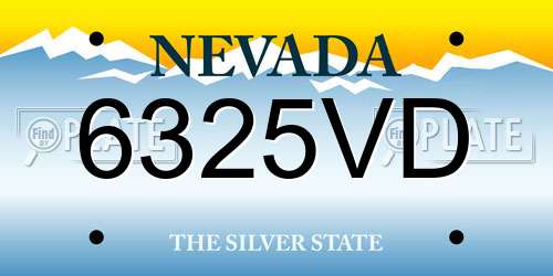6325VD Nevada License Plate
