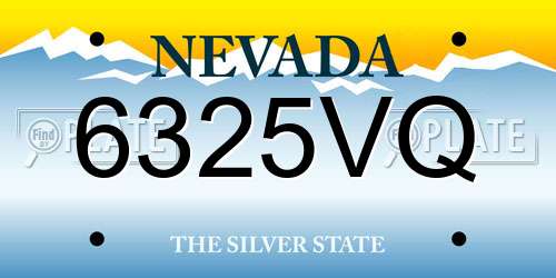 6325VQ Nevada License Plate