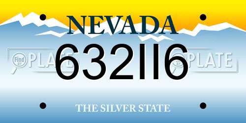 632II6 Nevada License Plate