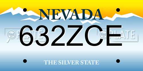 632ZCE Nevada License Plate