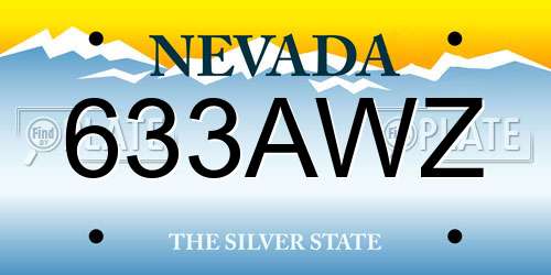 633AWZ Nevada License Plate