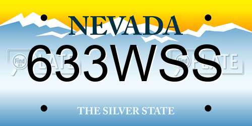 633WSS Nevada License Plate