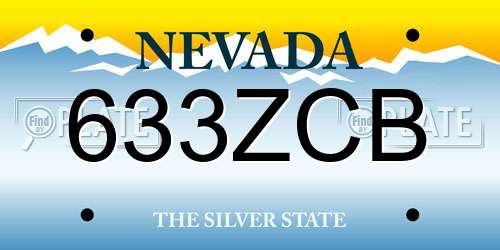 633ZCB Nevada License Plate