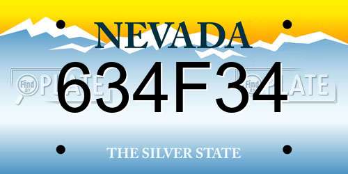 634F34 Nevada License Plate