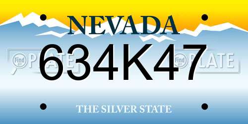 634K47 Nevada License Plate