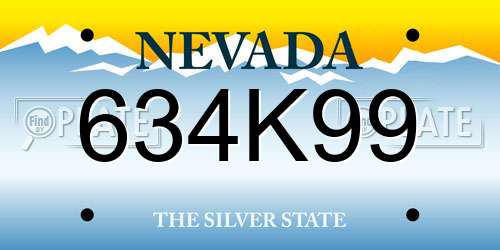 634K99 Nevada License Plate