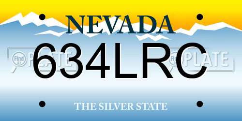 634LRC Nevada License Plate