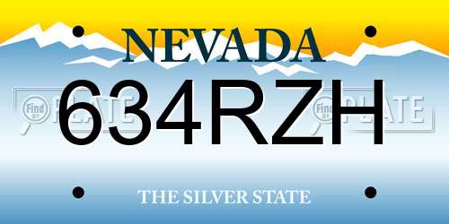 634RZH Nevada License Plate