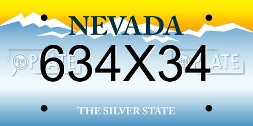 634X34 Nevada License Plate