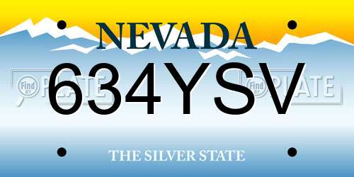 634YSV Nevada License Plate