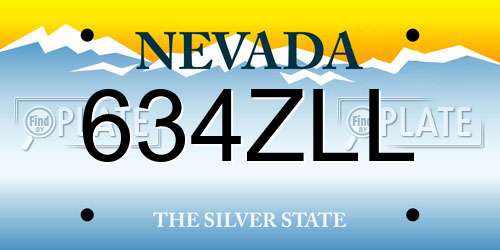 634ZLL Nevada License Plate