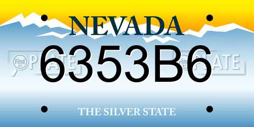 6353B6 Nevada License Plate