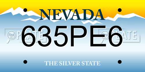 635PE6 Nevada License Plate
