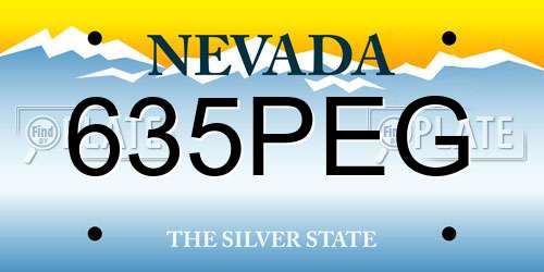 635PEG Nevada License Plate
