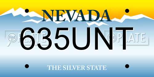 635UNT Nevada License Plate