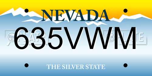 635VWM Nevada License Plate