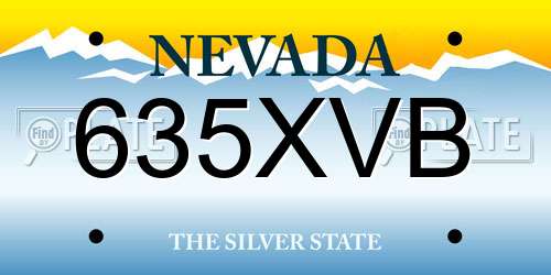 635XVB Nevada License Plate