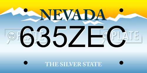 635ZEC Nevada License Plate