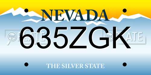 635ZGK Nevada License Plate