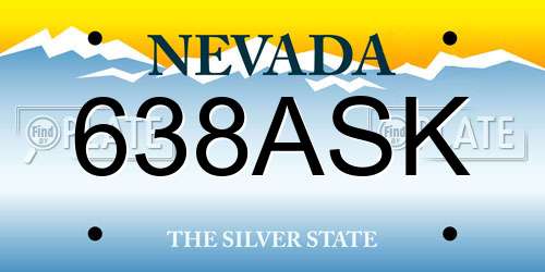 638ASK Nevada License Plate
