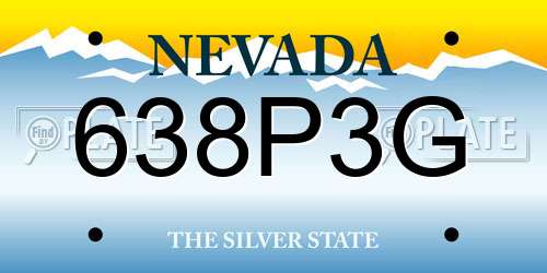 638P3G Nevada License Plate