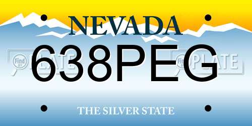 638PEG Nevada License Plate