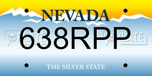 638RPP Nevada License Plate