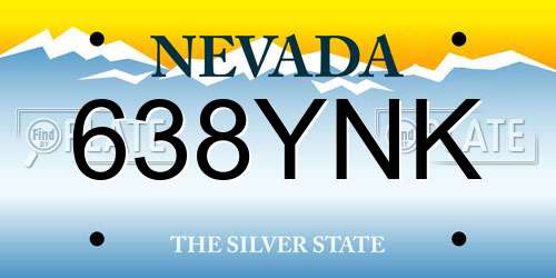 638YNK Nevada License Plate
