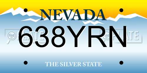 638YRN Nevada License Plate