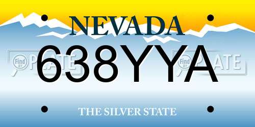 638YYA Nevada License Plate