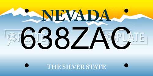 638ZAC Nevada License Plate
