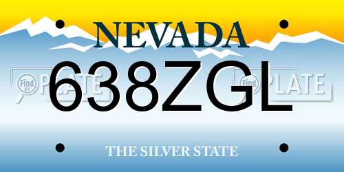 638ZGL Nevada License Plate