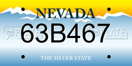 63B467 Nevada License Plate