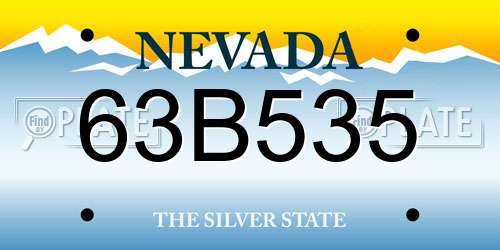 63B535 Nevada License Plate