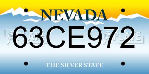 63CE972 Nevada License Plate