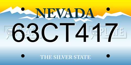 63CT417 Nevada License Plate