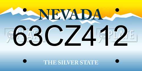 63CZ412 Nevada License Plate