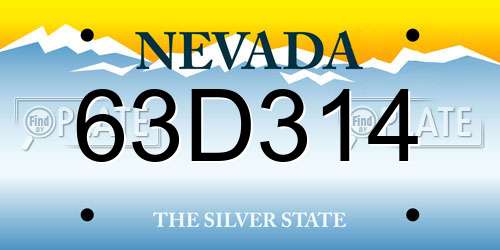 63D314 Nevada License Plate