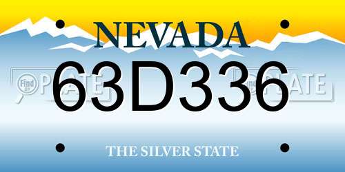 63D336 Nevada License Plate