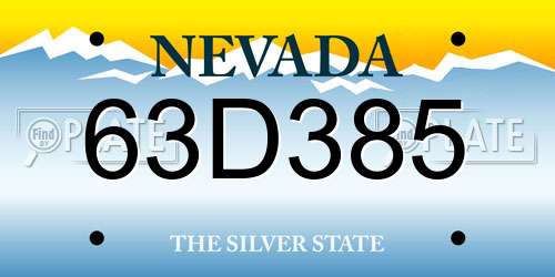 63D385 Nevada License Plate