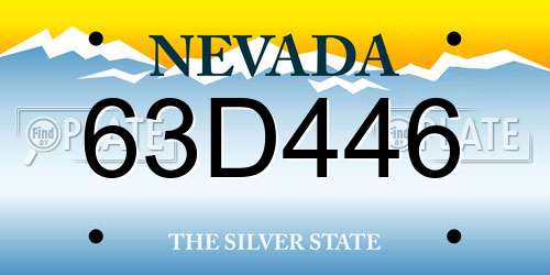63D446 Nevada License Plate