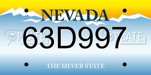 63D997 Nevada License Plate