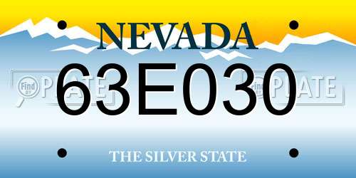 63E030 Nevada License Plate