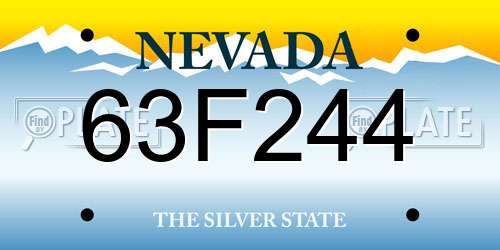 63F244 Nevada License Plate